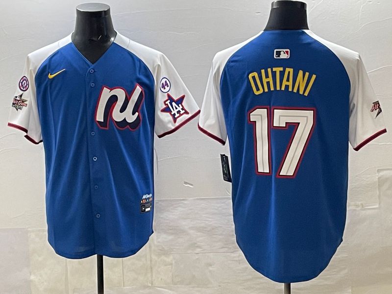 Men 2025 Los Angeles Dodgers #17 Ohtani Blue All star Nike MLB Jersey style 004->boston celtics->NBA Jersey